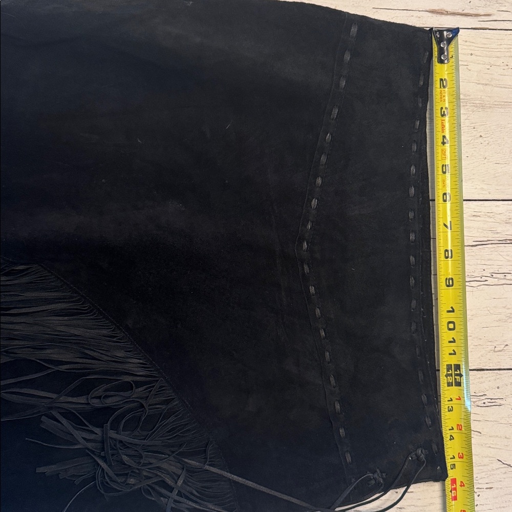 bebe Asymmetrical Black Leather Fringe Skirt - Picture 6 of 6